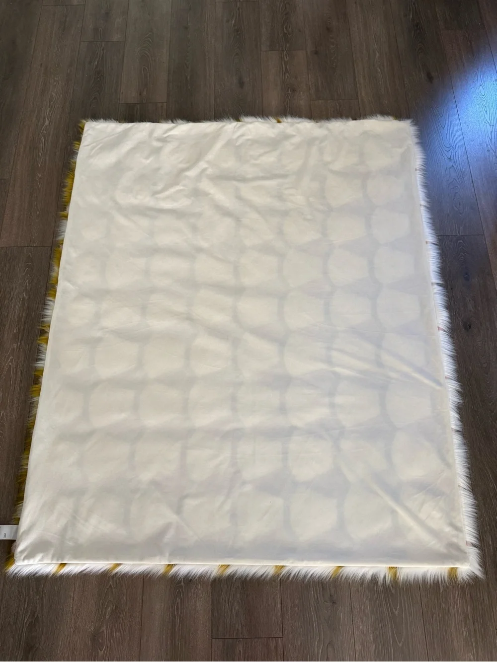 Anthropologie Faux Fur Throw in White, Pink & Gold